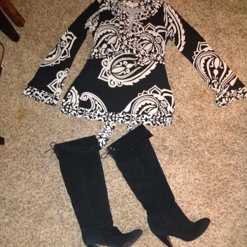 White house/ Black market dress shirt.. BCG Generation knee high Boots